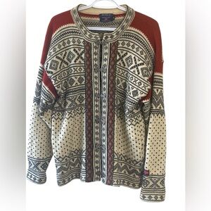 Devold of Norway Vintage Wool Sweater w Interesting Fasteners, Cream & Black